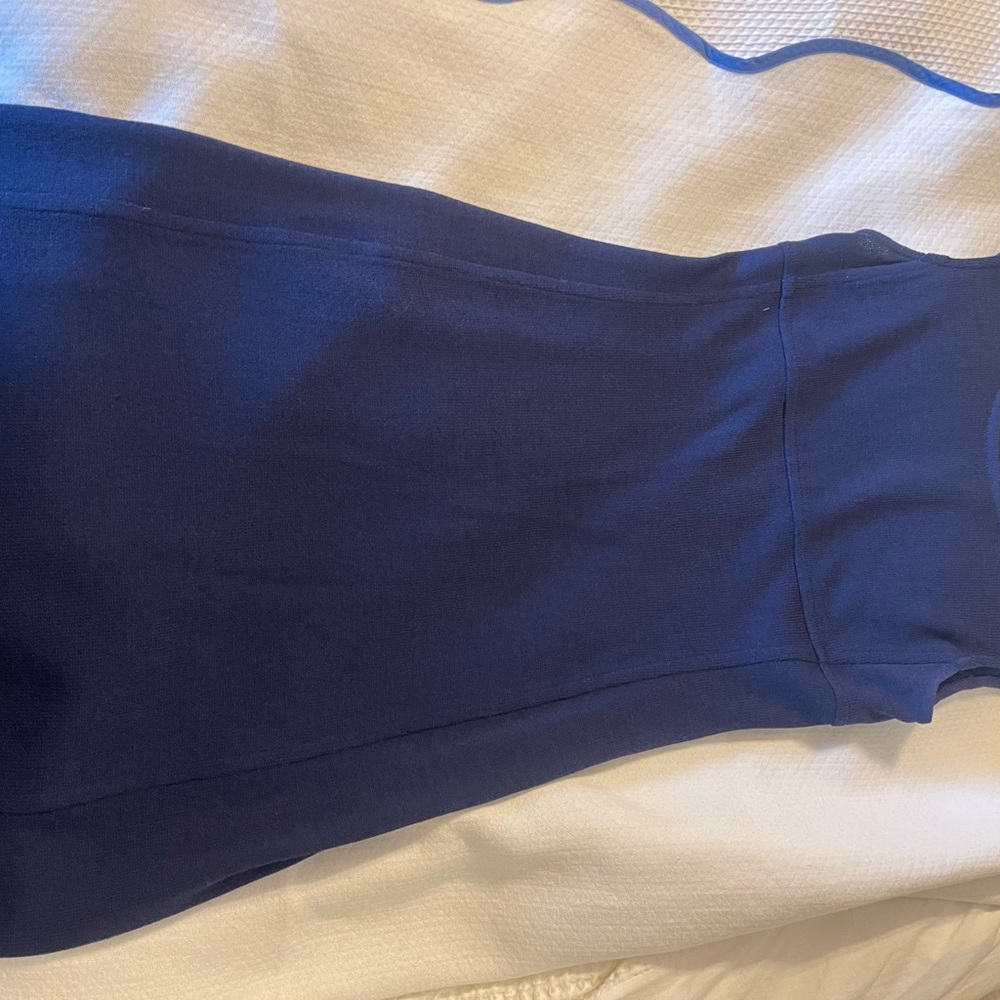 St. John Navy Knit Zip-Back Dress